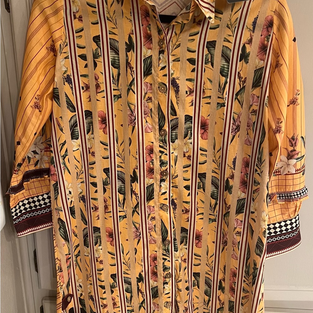 Saya Pret Embroidered Shirt Dress